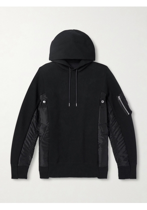 Sacai - Nylon-Trimmed Cotton-Blend Jersey Hoodie - Men - Black - 1
