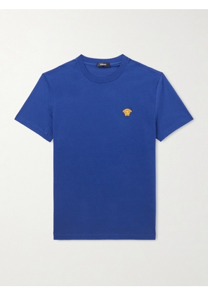 Versace - Logo-Embroidered Cotton-Jersey T-Shirt - Men - Blue - XS