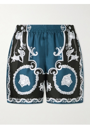 Versace - Mythic Baroque Straight-Leg Printed Silk-Twill Shorts - Men - Blue - IT 46