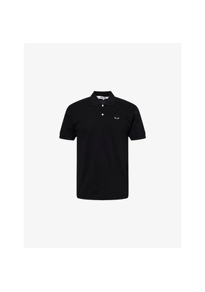 Mens Comme Des Garcons Play Logo-Patch Short-Sleeve Cotton Polo Shirt