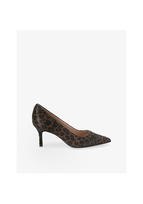 Womens Carvela Pompeii Leopard Heeled Leather Courts
