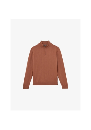 Mens Reiss Blackhall Zip-Neck Long-Sleeve Merino-Wool Jumper