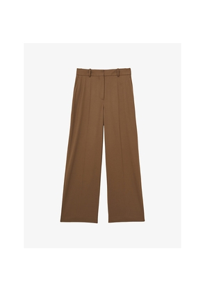 Womens Reiss Solene Wide-Leg High-Rise Stretch Wool-Blend Trousers