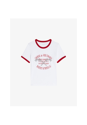 Womens Zadig&Voltaire Rhinestone-Embellished Short-Sleeve Cotton T-Shirt