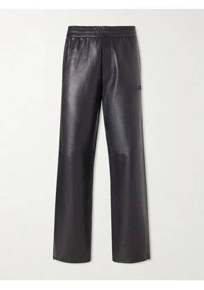 AMIRI - Logo-Appliquéd Straight-Leg Leather Trousers - Men - Black - IT 46