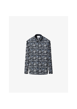 Mens Eton Floral-Print Signature Slim-Fit Twill Shirt