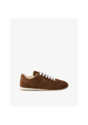 Womens Prada Logo Suede Trainers