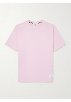 Thom Browne - Logo-Appliquéd Striped Cotton-Piqué T-Shirt - Men - Pink - 0