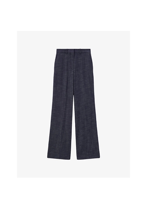 Womens Joseph Morissey Flared-Leg Mid-Rise Wool-Blend Denim Trousers