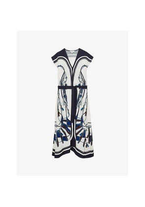 Womens Reiss Gemma Tie-Belt Woven Midi Dress