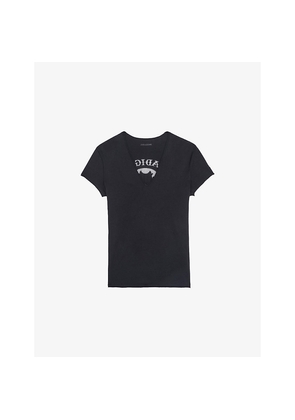Womens Zadig&Voltaire Story Mesh-Skull Cotton-Jersey T-Shirt