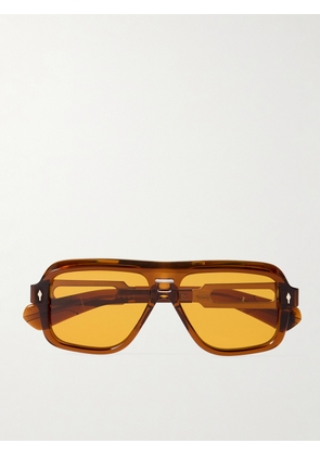 Jacques Marie Mage - Glenn Gould Fugue Aviator-Style Acetate and Silver-Tone Sunglasses - Men - Brown