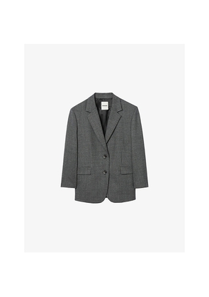 Womens Sandro Single-Breasted Side-Pocket Woven Blazer