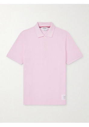 Thom Browne - Logo-Appliquéd Striped Cotton-Piqué Polo Shirt - Men - Pink - 1