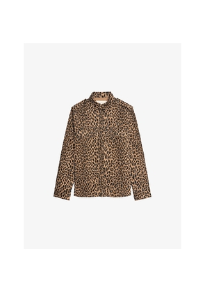 Womens Zadig&Voltaire Leopard-Print Chest-Pocket Denim Shirt