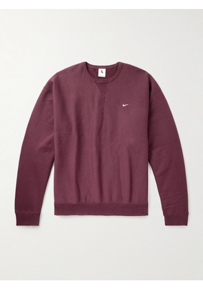 Nike - Solo Swoosh Oversized Logo-Embroidered Cotton-Blend Jersey Sweatshirt - Men - Burgundy - XS