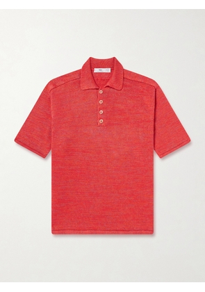 Inis Meáin - Knitted Linen Polo Shirt - Men - Red - S