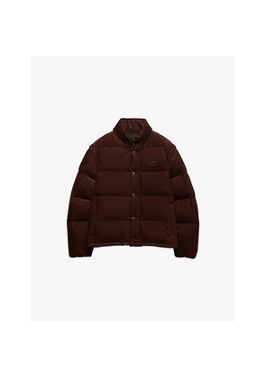 Mens Prada Logo-Plaque Corduroy Cotton Down Jacket