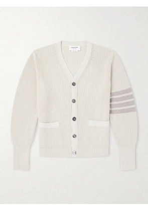 Thom Browne - Striped Garment-Dyed Cotton Cardigan - Men - Neutrals - 1