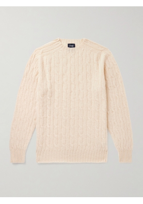 Drake's - Cable-Knit Brushed-Wool Sweater - Men - Neutrals - S