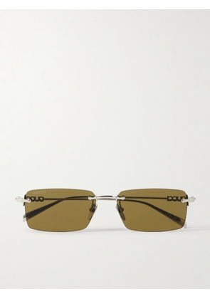 Gucci - Rimless Rectangular-Frame Silver-Tone Sunglasses - Men - Silver