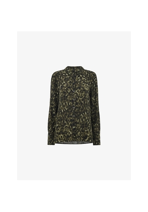 Womens Whistles Animal-Print Regular-Fit Woven Shirt