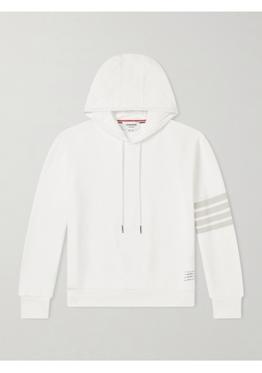 Thom Browne - Logo-Appliquéd Striped Cotton-Jersey Hoodie - Men - White - 1