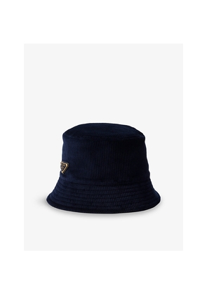 Womens Prada Logo-Plaque Corduroy Bucket Hat