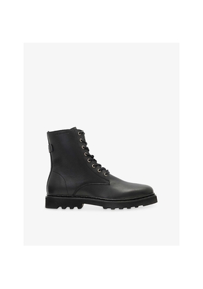 Mens Allsaints Skiff Logo-Debossed Leather Military Boots