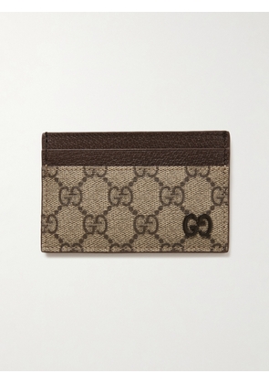 Gucci - GG Supreme Monogrammed Coated-Canvas and Pebble-Grain Leather Cardholder - Men - Neutrals