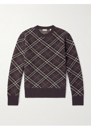 Burberry - Gregory Checked Wool-Blend Sweater - Men - Brown - S