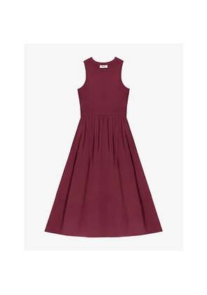 Womens Ro&Zo Plum Mixed Media Sleeveless Woven Midi Dress