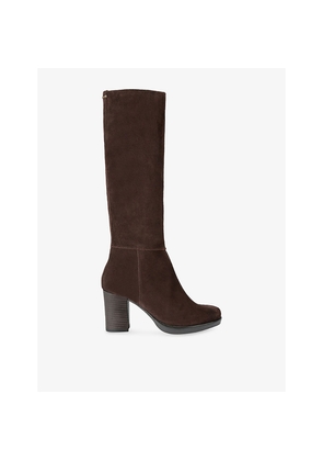 Womens Carvela Silver Suede Heeled Knee-High Boots