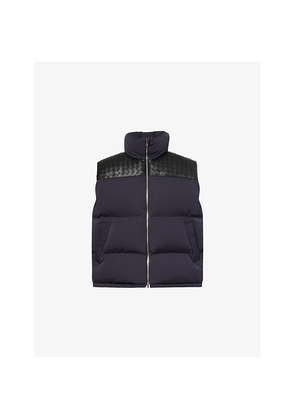 Mens Bottega Veneta Padded High-Neck Woven-Down Gilet