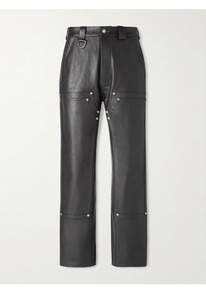 424 - HOORSENBUHS Straight-Leg Studded Leather Trousers - Men - Black - IT 46