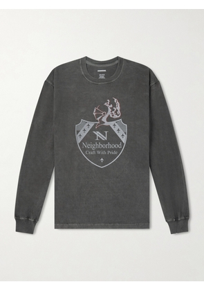 Neighborhood - Logo-Print Pigment-Dyed Cotton-Jersey T-Shirt - Men - Black - S