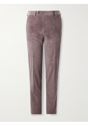 Canali - Tapered Cotton-Blend Corduroy Trousers - Men - Pink - IT 46