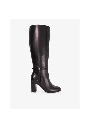 Womens Dune Starlling Leather Heeled Knee-High Boots