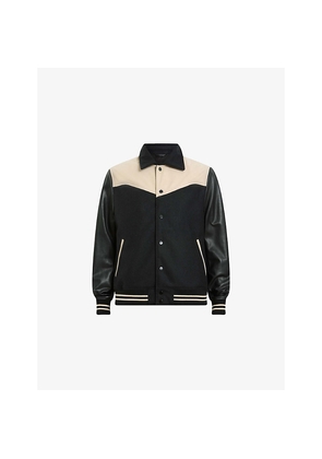 Mens Allsaints Endleton Contrast-Panel Leather and Woven Bomber Jacket