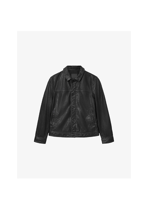 Mens Allsaints Nates Collared Leather Jacket