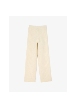 Womens Sandro Cable-Knit High-Rise Wool-Blend Trousers