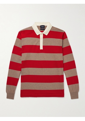 Drake's - Striped Merino Wool Polo Shirt - Men - Red - S
