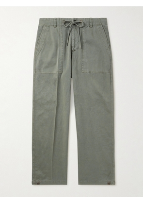 James Perse - Flight Straight-Leg Slub Cotton-Blend Twill Drawstring Trousers - Men - Green - UK/US 30