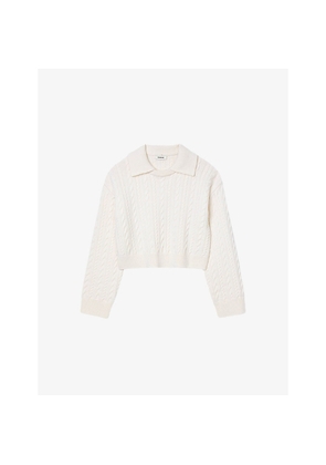 Womens Sandro Sailor-Neck Cable-Knit Wool Jumper