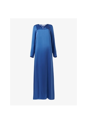 Womens Leem Front-Slit Silk Maxi Dress