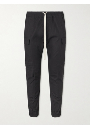 Rick Owens - Mastodon Megacargo Slim-Fit Tapered Organic Cotton-Blend Poplin Trousers - Men - Black - IT 46