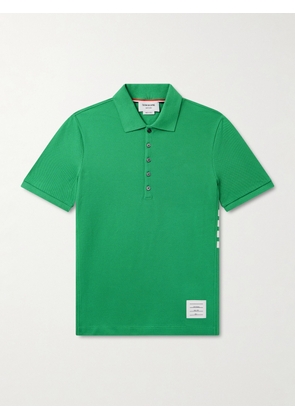 Thom Browne - Logo-Appliquéd Striped Cotton-Piqué Polo Shirt - Men - Green - 1