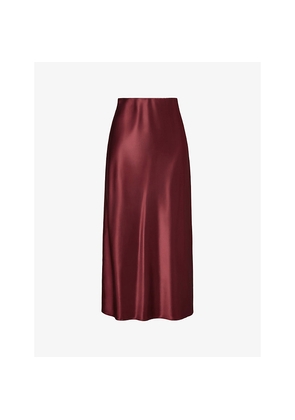 Womens Malina Aubree High-Waist Satin Midi Skirt