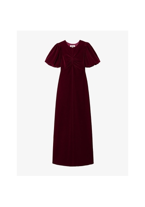 Womens Ro&Zo Jessie Puff-Sleeve Velvet Maxi Dress