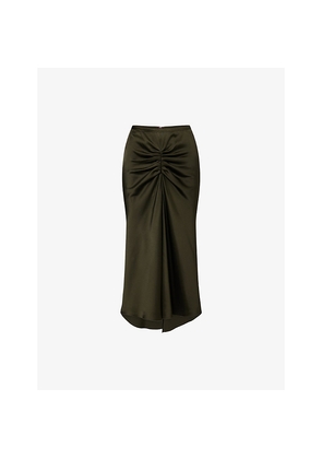 Womens Victoria Beckham Gathered High-Waist Woven Midi Skirt